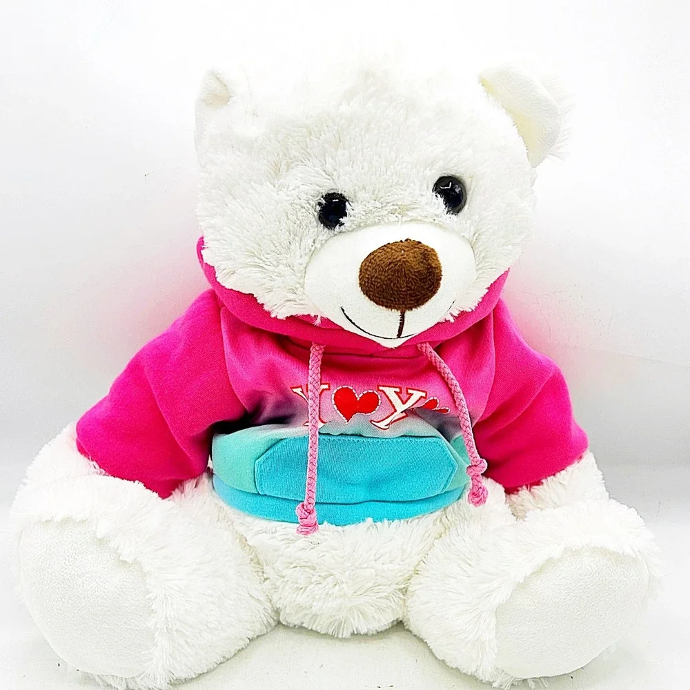 White Teddy Bear Plush XOXO Hoodie Stuffed Animal