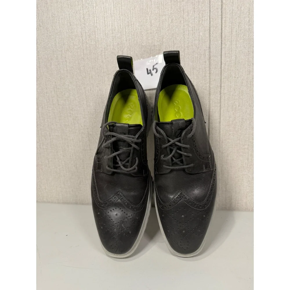 ECCO ST1 Hybrid Lite Brogue Loafers Mens 9 Black Leather Dress Casual