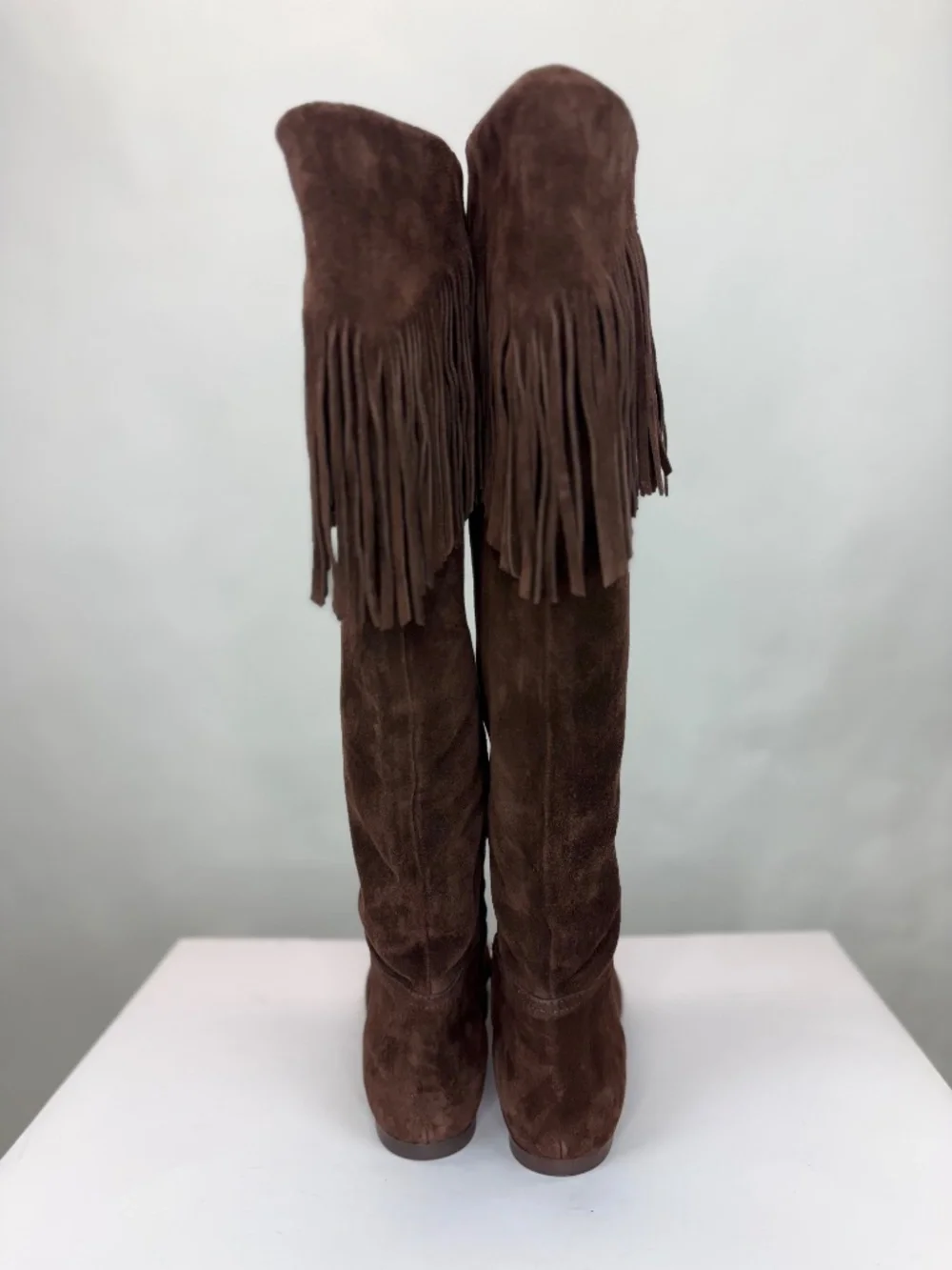 New Polo Ralph Lauren Fringe-Trim Suede Boot Knee High Sz 7