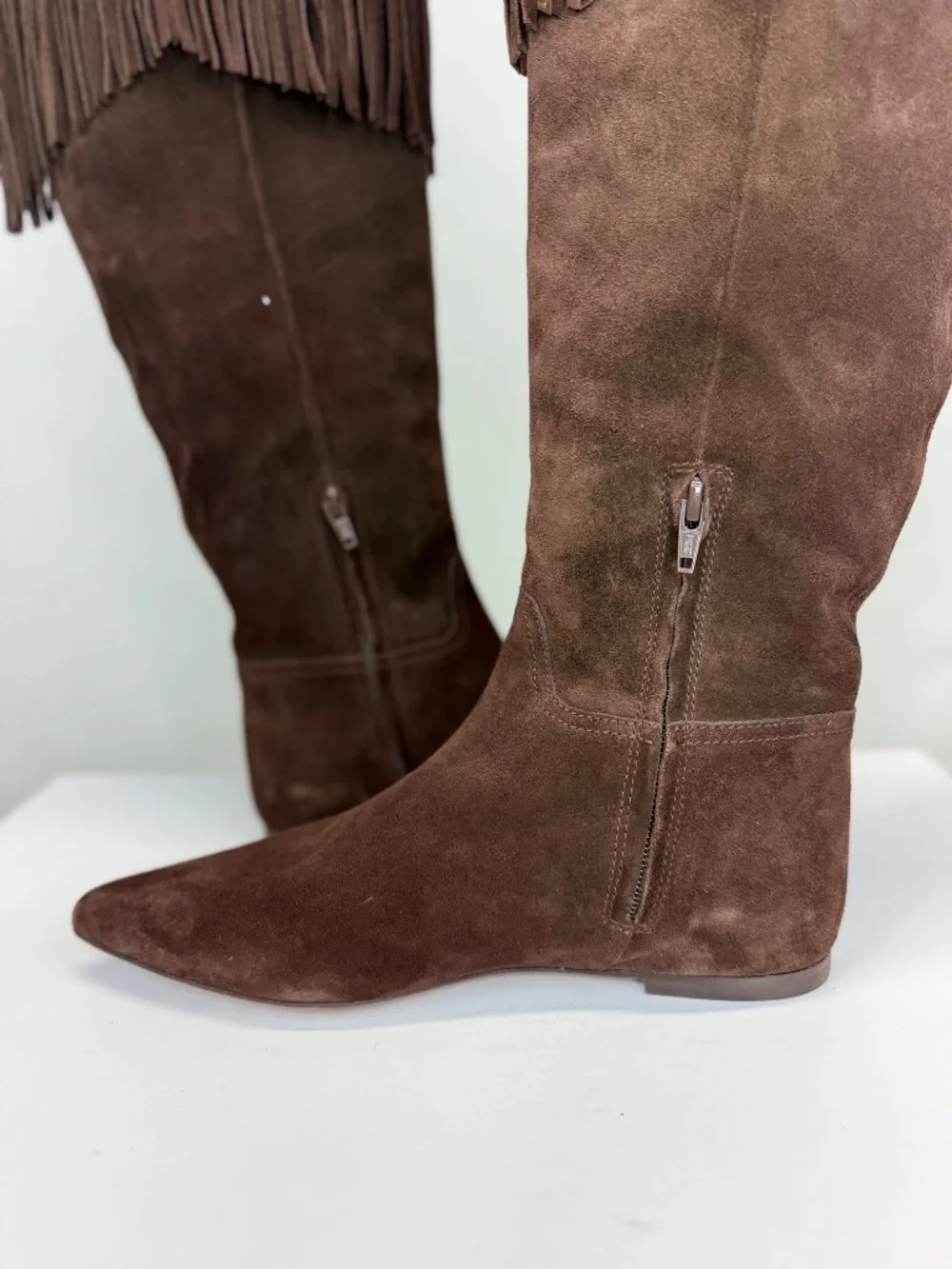 New Polo Ralph Lauren Fringe-Trim Suede Boot Knee High Sz 7