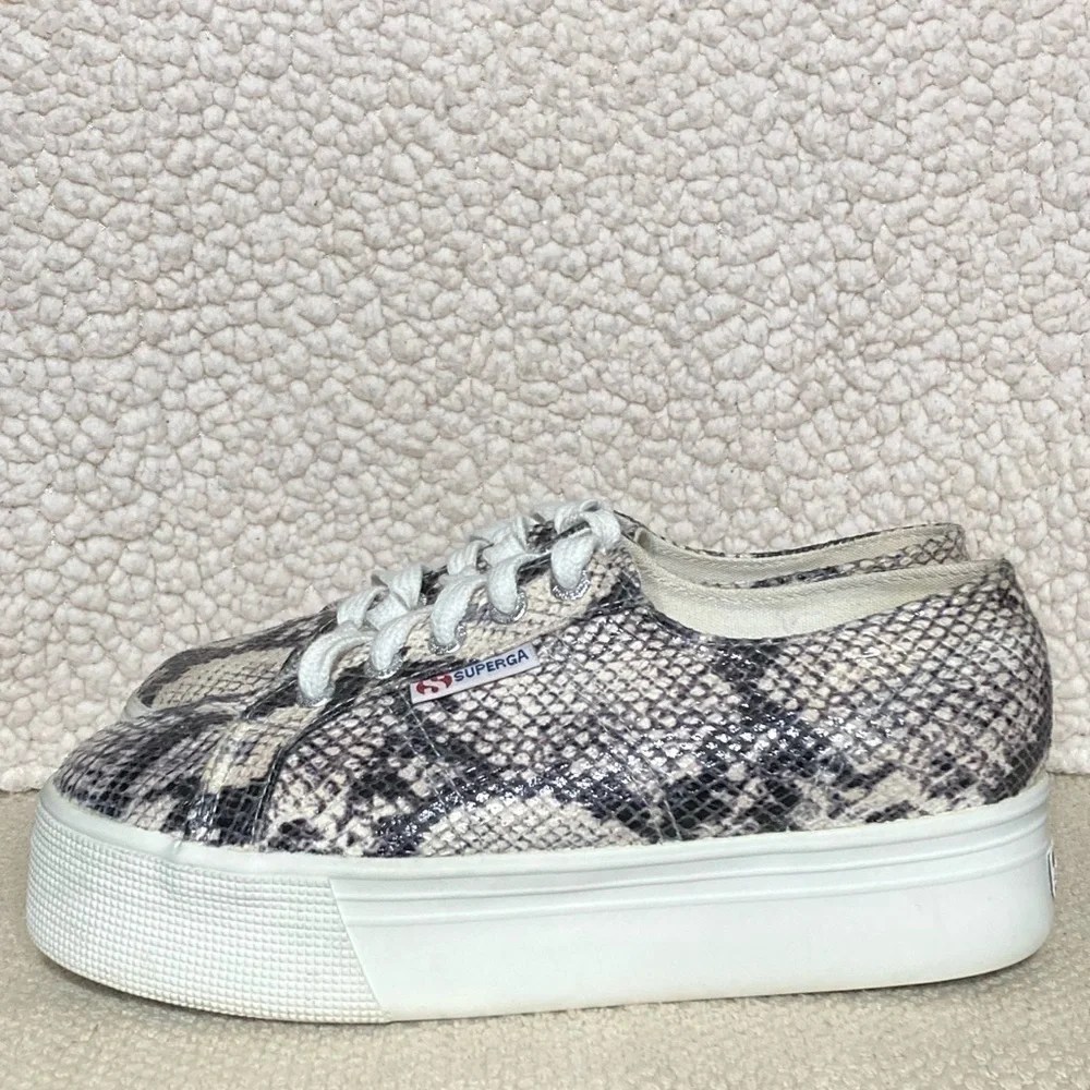 Superga Unisex Snake Print Platform Sneakers Shoes Size US Men's 5 & Womens 6.5