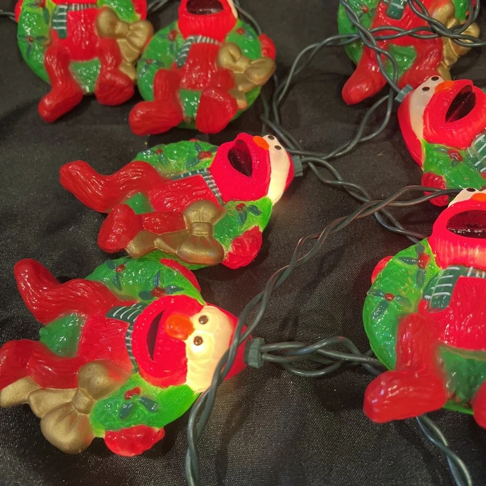 Vtg Sesame Street Elmo 1998 Henson Muppets Christmas String Lights Blow Mold 12'