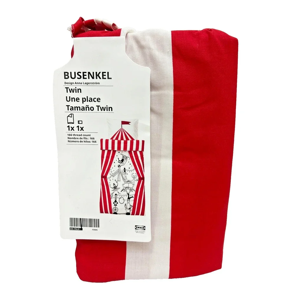 IKEA BUSENKEL Twin Duvet Cover & Pillowcase Circus Red NEW