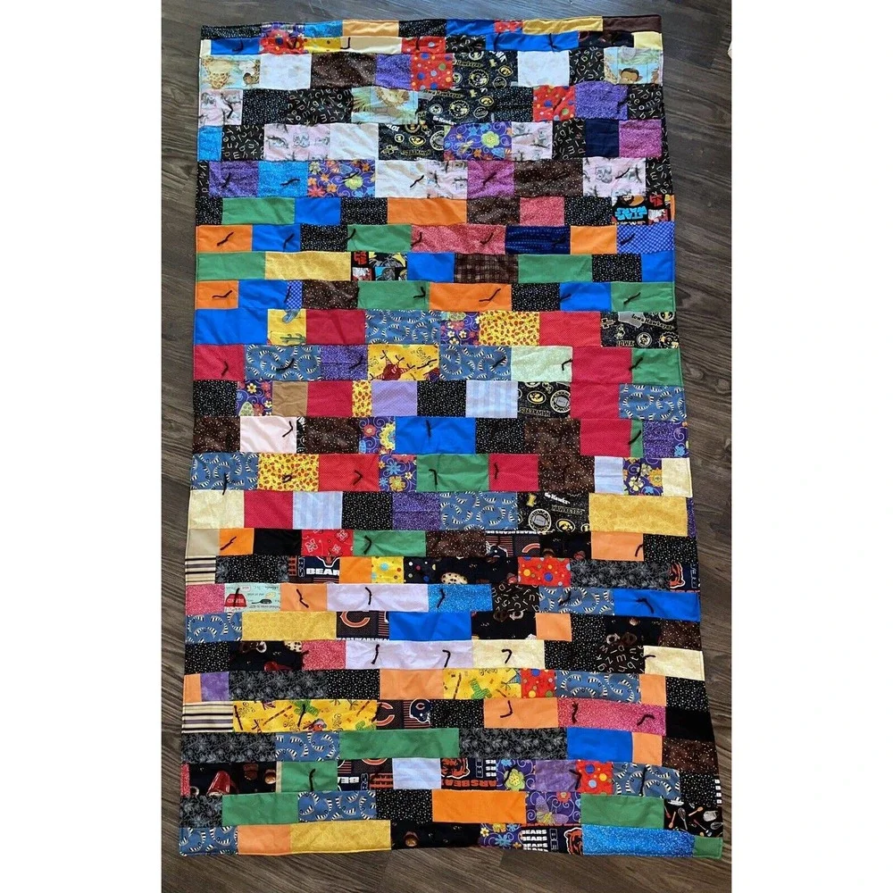 Handmade‎ Hand Quilted Throw / Beach/ Picnic/ Toddler / Crib Quilt 41.5”x 75” #2