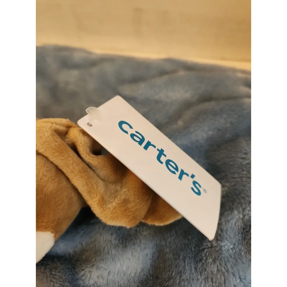 Lovey‎ Carter's Blue Brown Puppy Dog Security Blanket Baby Boy Soft New