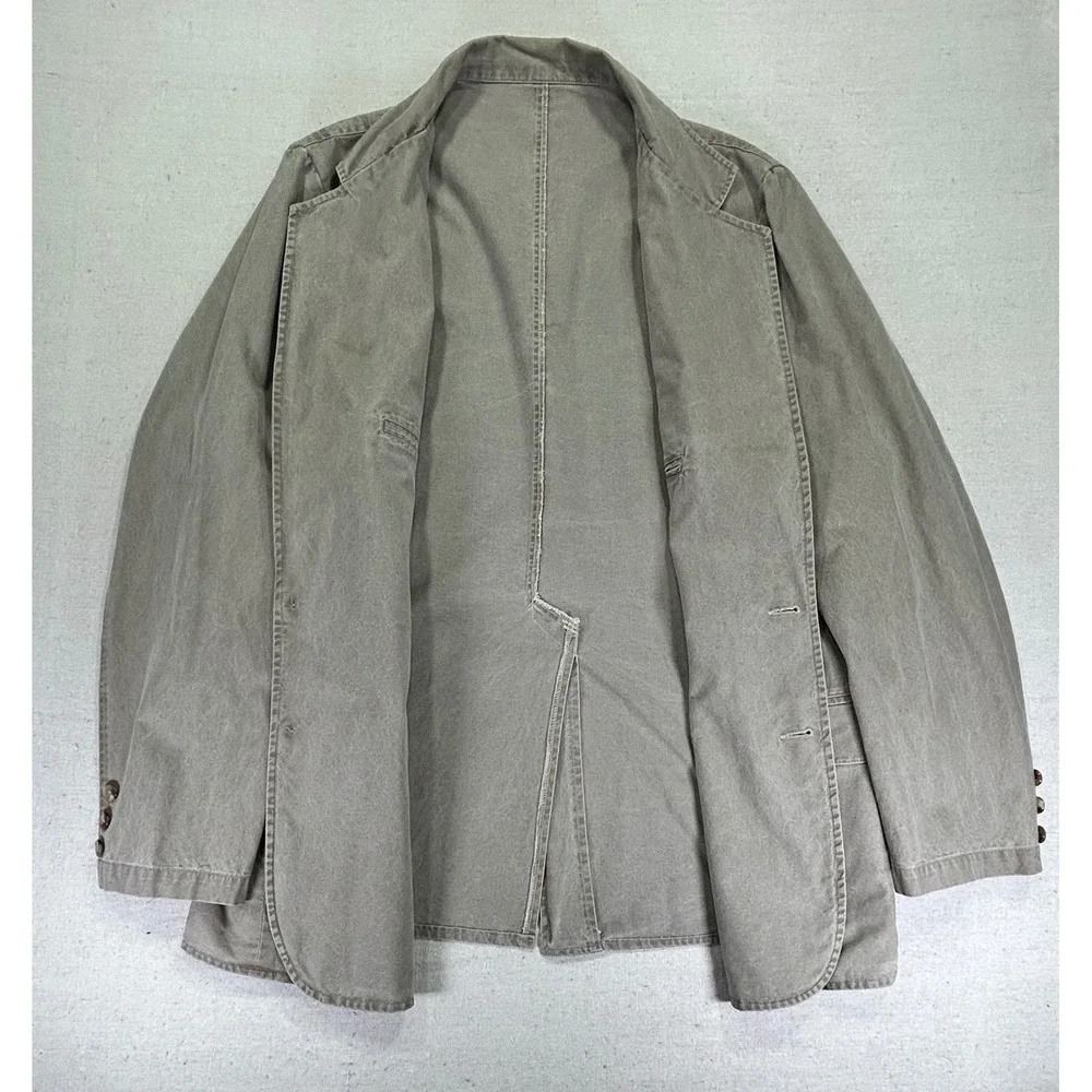 Vintage L.L. Bean Men's 44 Light‎ Khaki Canvas Field Blazer Sport Coat Jacket