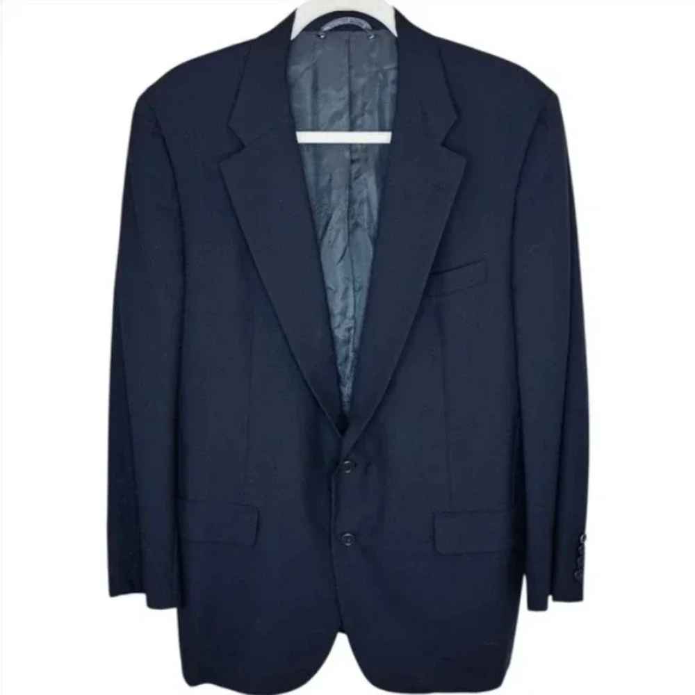 Hickey Freeman Wool Blazer 44R 44 Regular Dark Navy Blue Sport Coat Jacket Boyds