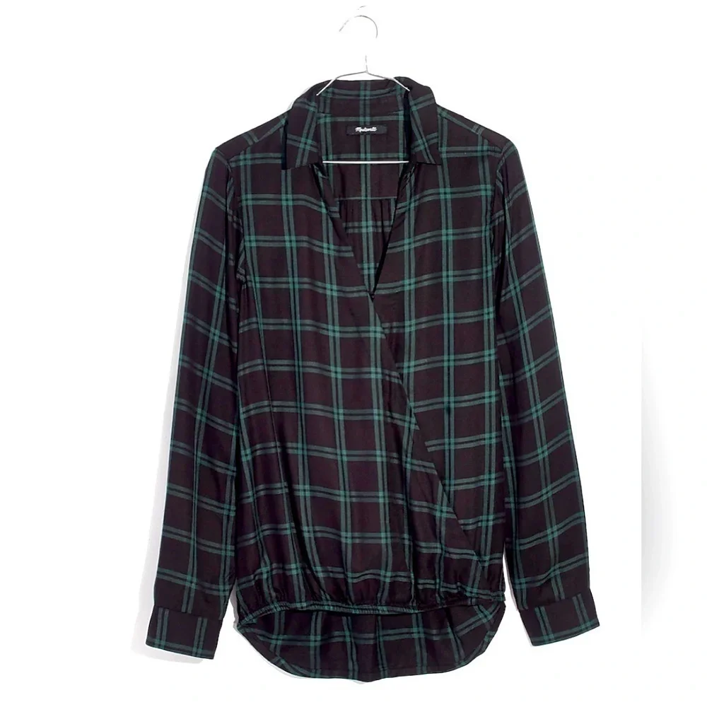 EUC Madewell Wrap Front Shirt in Palma Plaid - Size XS