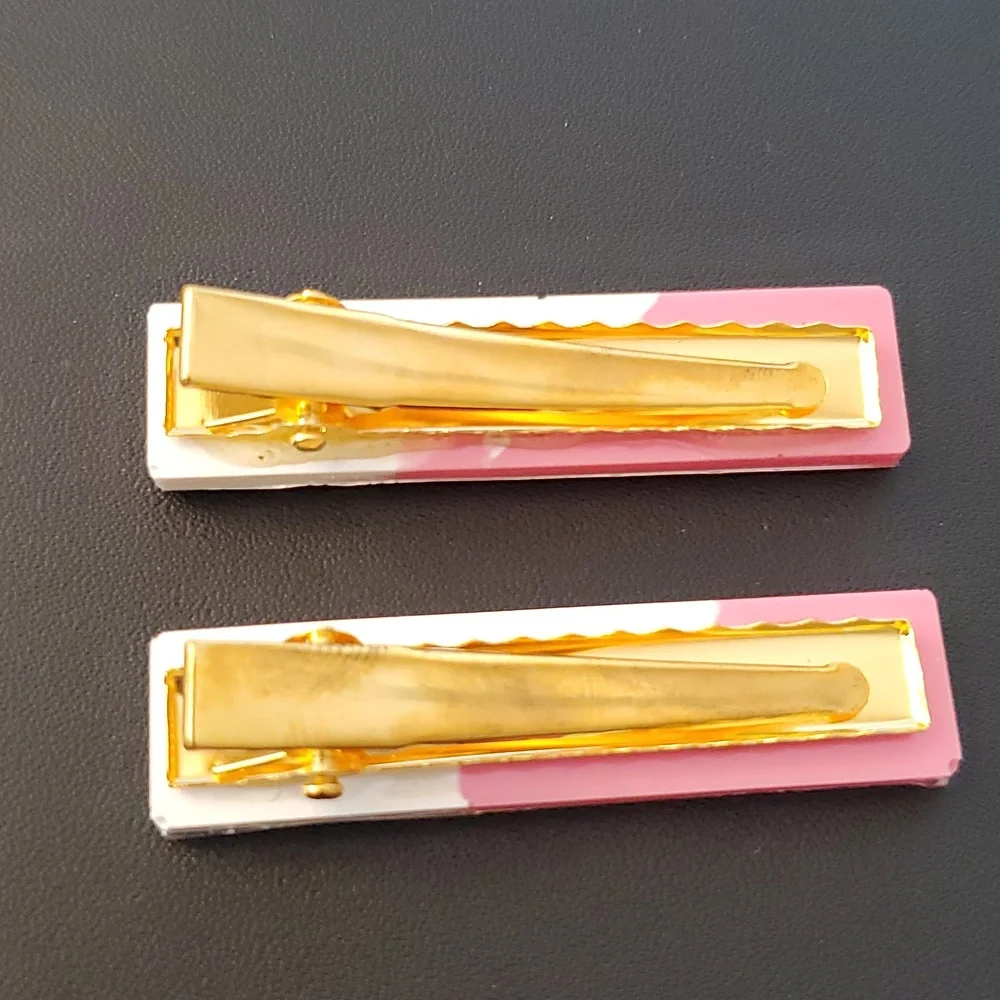 🎁5/$25🎁 Hand-made HandCrafted Glitter Vibes Resin Hair clip Barrettes New