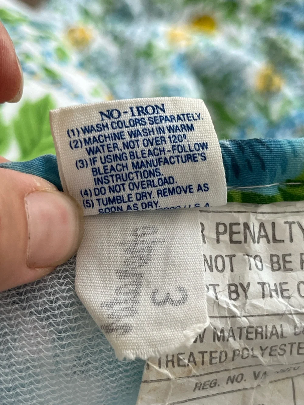 Vintage made in USA blue/ yellow floral light weight bedspread