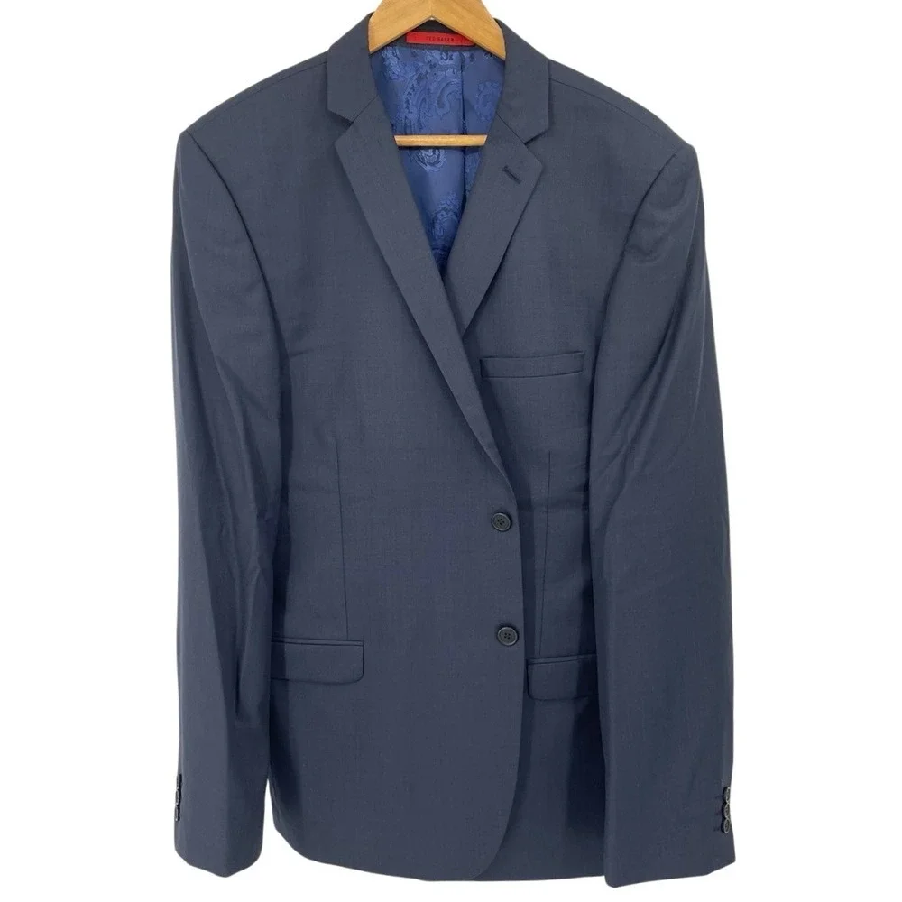 Ted Baker Endurance London Mens‎ 46L Wool Blend Blue Blazer Jacket Sport Coat