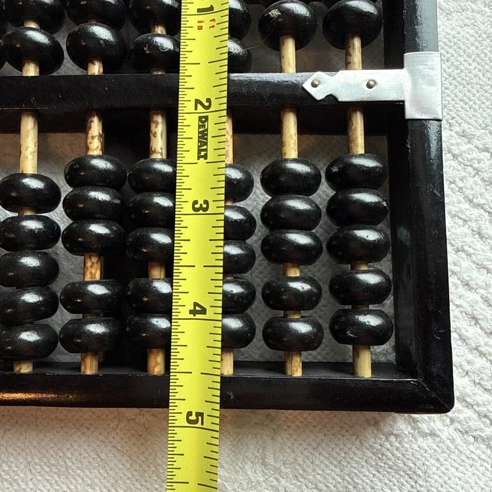 Vintage Wooden Abacus Counting Frame Black Beads Asian Math Learning Tool