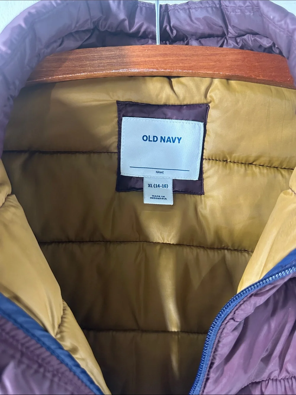 Old Navy Boy’s Quilted Puffer Coat Jacket in Burgundy Red XL (14-16)