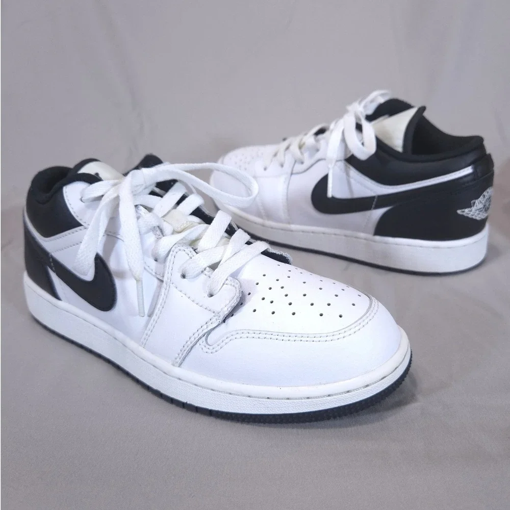 Nike Air Jordan 1 Low Panda GS Sneakers Youth 7Y Womens 8.5 White Black Shoes