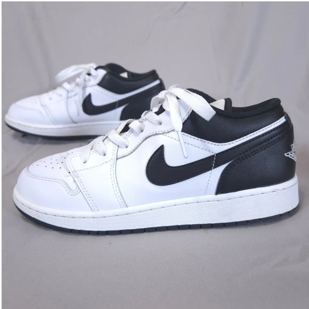 Nike Air Jordan 1 Low Panda GS Sneakers Youth 7Y Womens 8.5 White Black Shoes