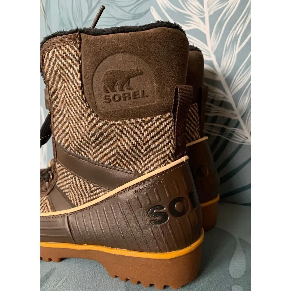 SOREL WOMEN'S TIVOLI II HERRINGBONE brown WATERPROOF WINTER BOOTS sz 6