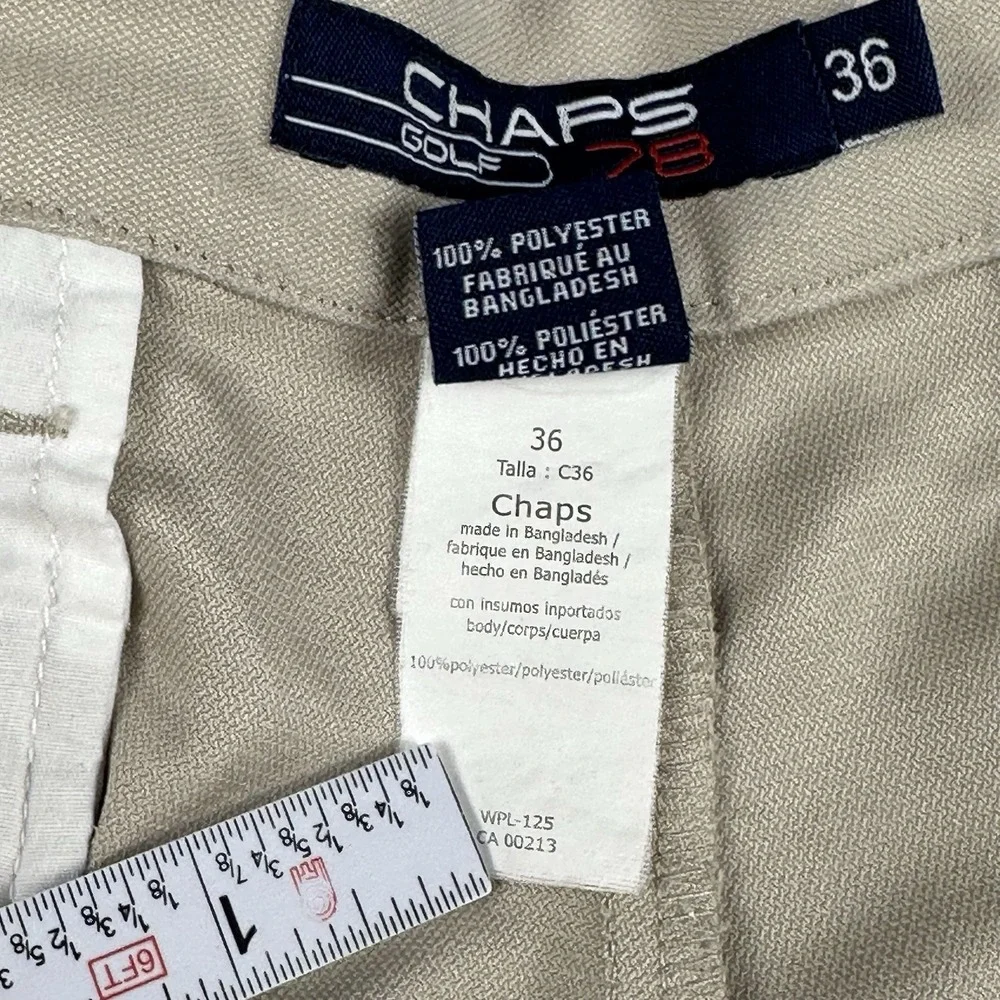 Chaps Golf 78 Khaki Performance Shorts Mens 36 Flat Front Polyester 9