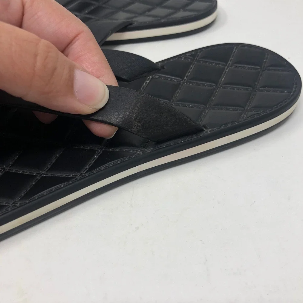 Chanel Quilted Leather Flip Flops 40 EU 9 US Black CC Logo Thong Sandals