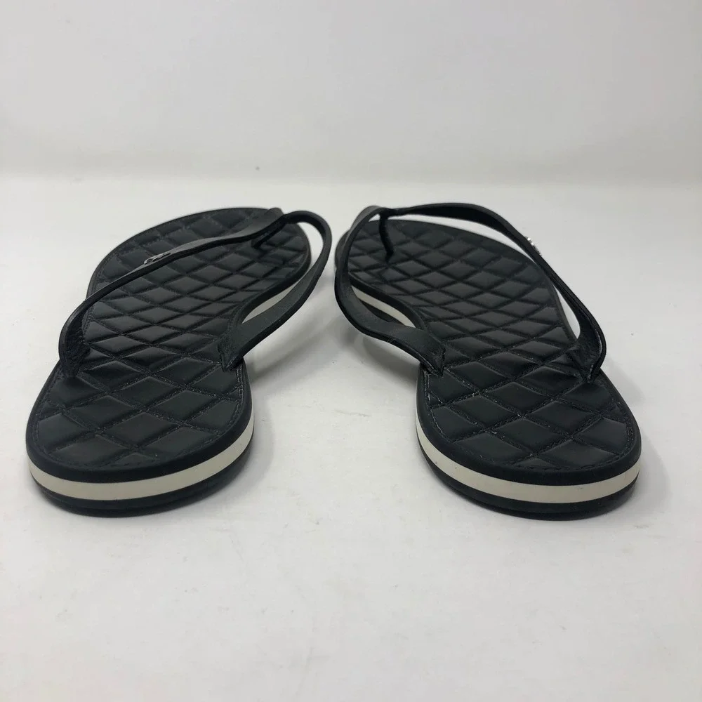 Chanel Quilted Leather Flip Flops 40 EU 9 US Black CC Logo Thong Sandals