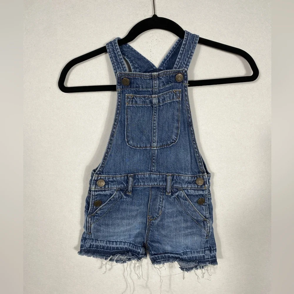 GAP Classic Blue Toddler Overalls shorts raw hem size XS