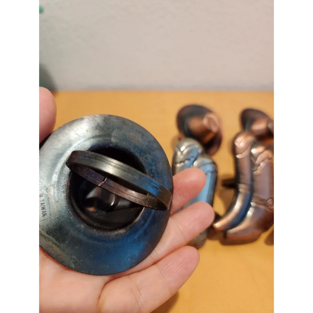 Vintage Cowboy Boot Napkin Rings Set Metal Copper Tone Western‎ Decor
