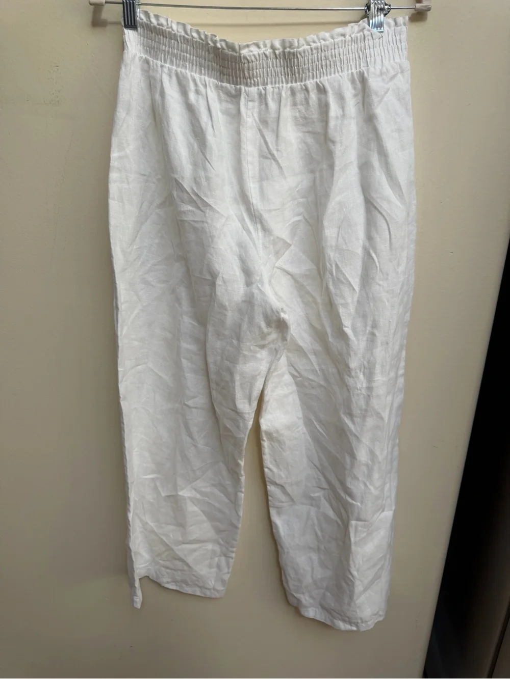 Saks Fifth Avenue Linen White Wide Leg Pants