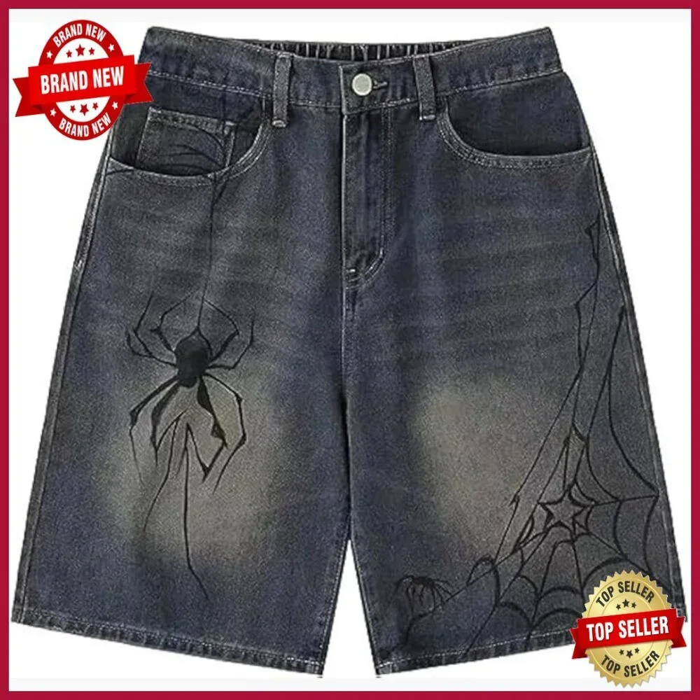 Vintage Denim Shorts Baggy Fit Acid Wash Wide Leg Unisex Streetwear
