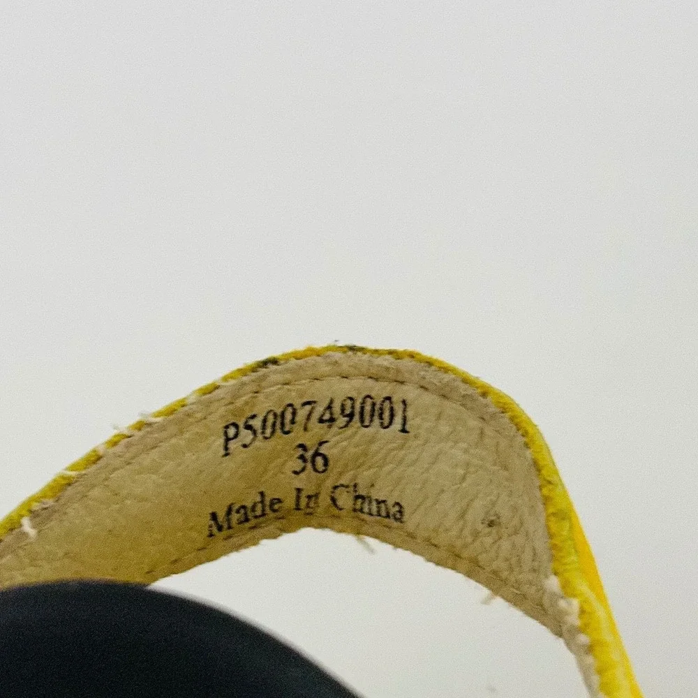 Fly London Yapi Lemon Yellow Leather Lace up Wedge Sandal‎ Sz 6 (36)