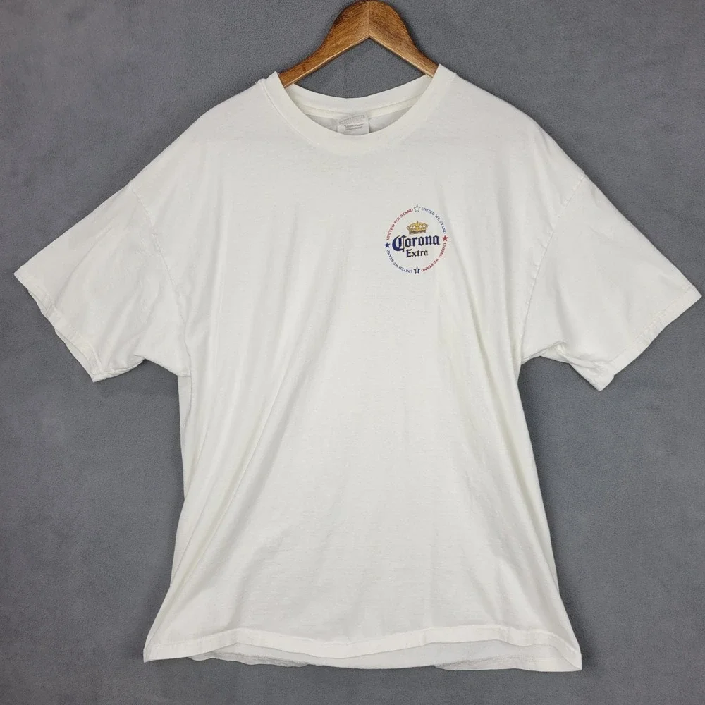 Hanes T-Shirt Adult XL‎ (46-48) White Heavyweight Corona Extra United We Stand