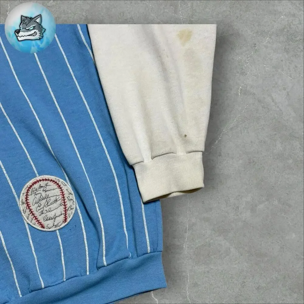 Vintage 80s Adidas Brunswick Blue Hawks‎ Baseball Sweatshirt Crewneck Large Rare