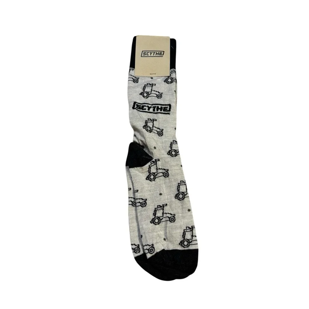 Scythe Golf Print Calf Socks Tan Black Mens Large‎