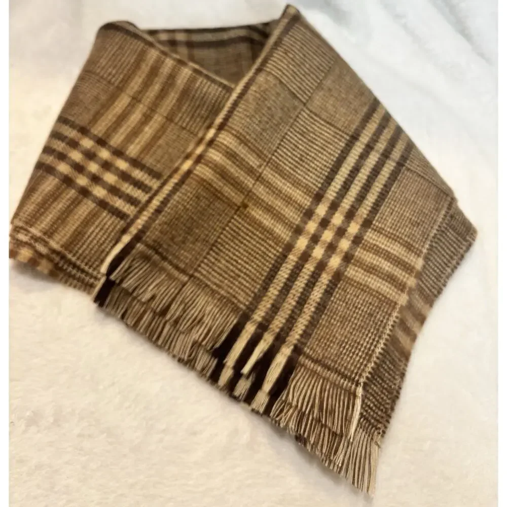 Christian Dior Monsieur 100 % Merino Wool Plaid Scarf Vintage 52 Inches