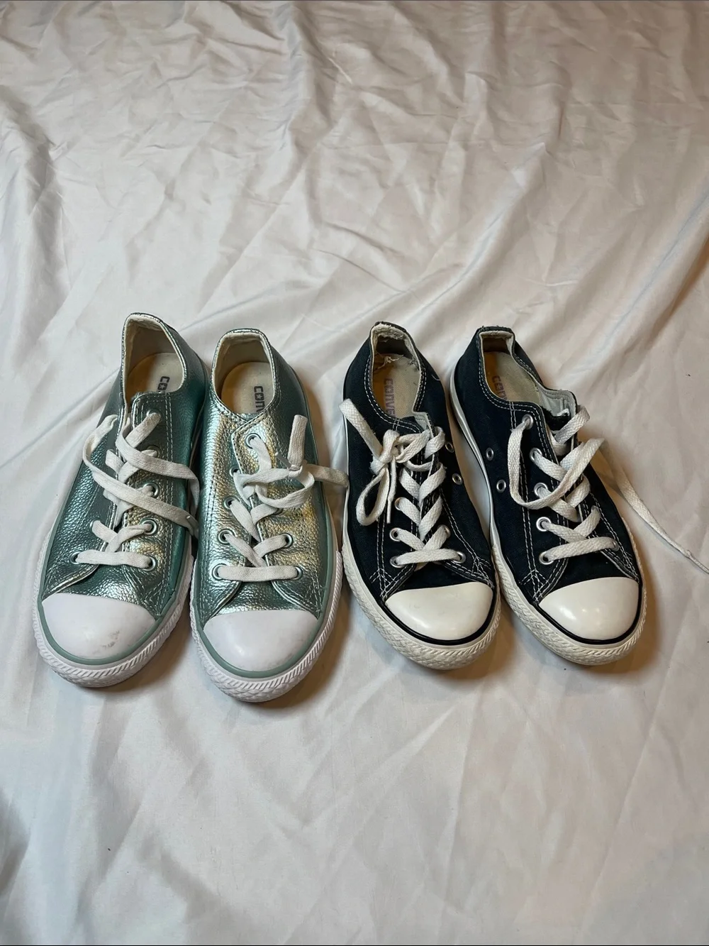 Converse Kids Low-Top Sneakers in Metallic Teal and Black