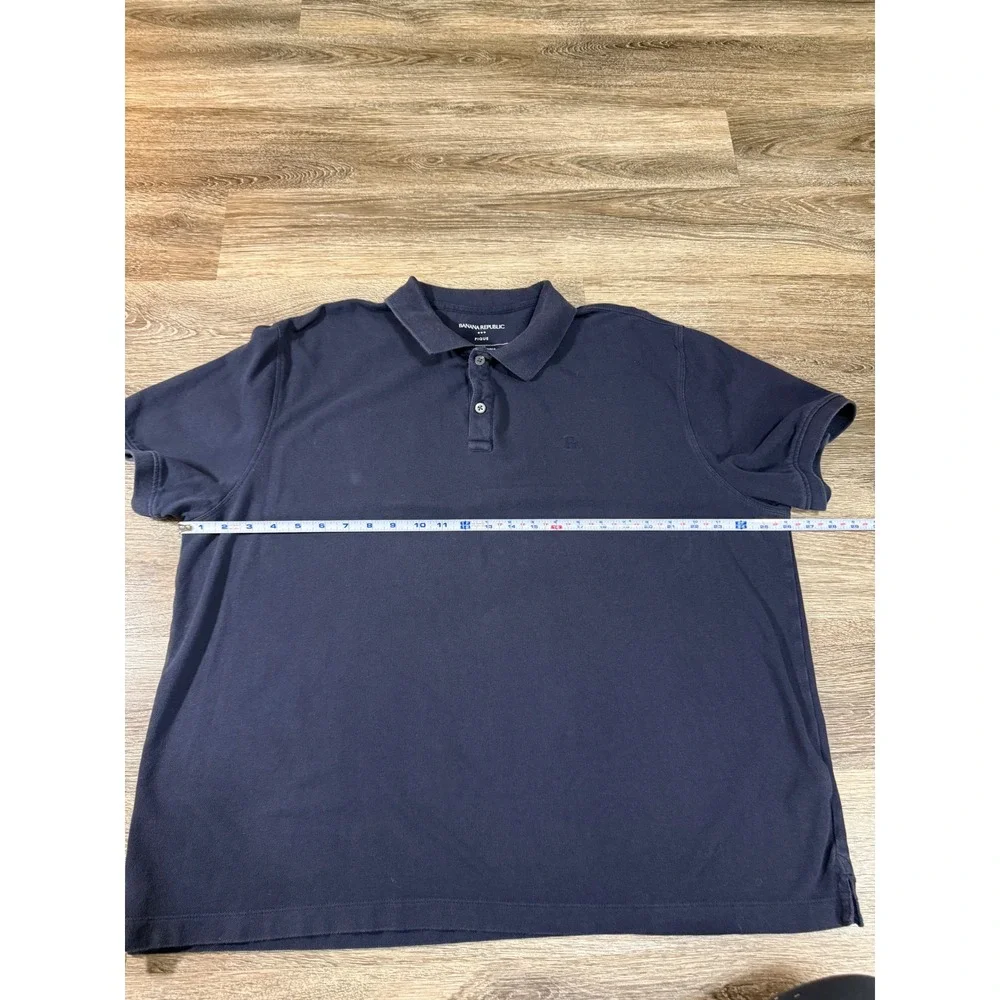 Banana Republic Mens XXL Monogram Pique‎ Polo Shirt Preppy Navy Blue