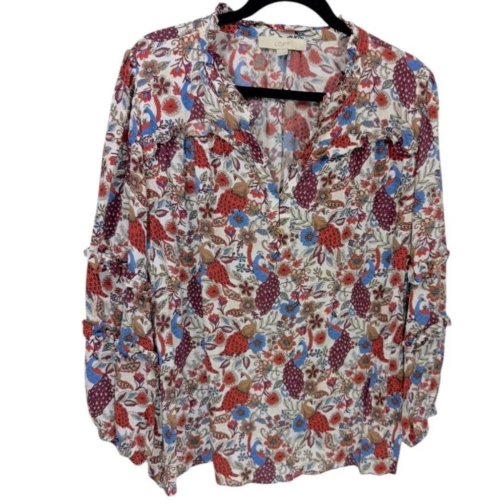 LOFT peacock ruffle