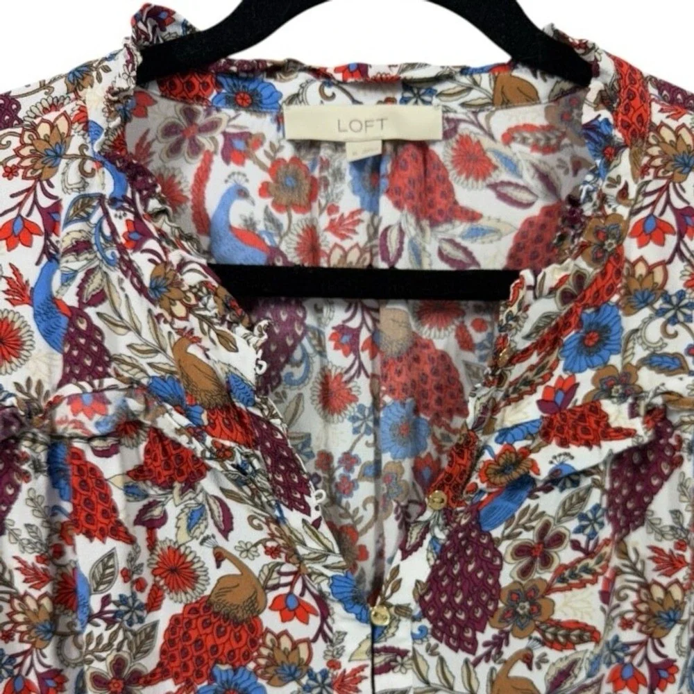 LOFT peacock ruffle