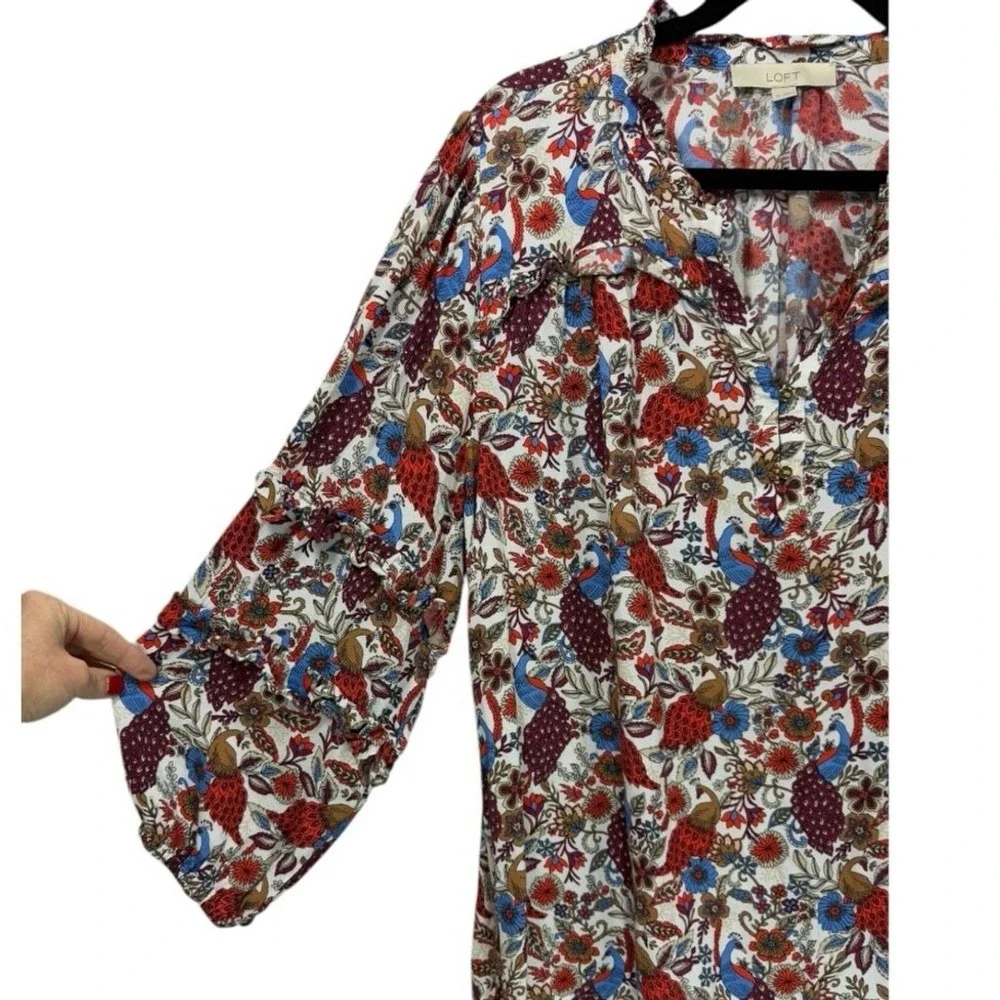 LOFT peacock ruffle
