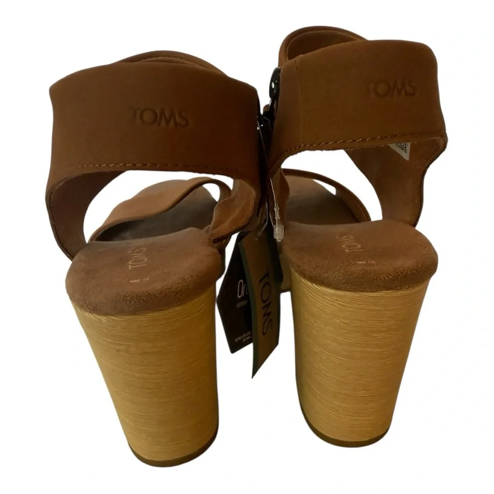 TOMS - MAJORCA PLATFORM - LEATHER TAN Wedges - Size 9 - NEW