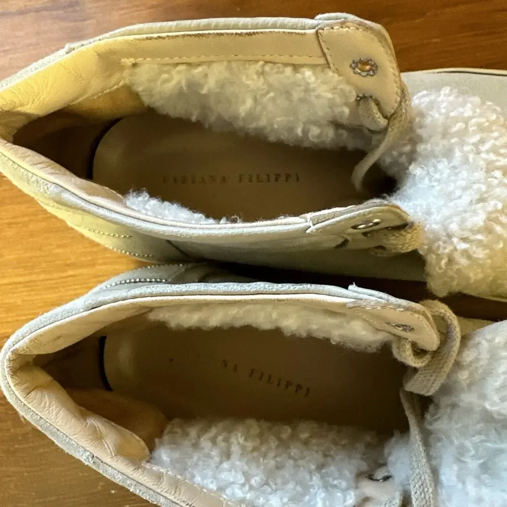 FABIANA FILIPPI Women 9 Gray Suede Shearling Lined Boot Shoe‎ Cozy Outdoor