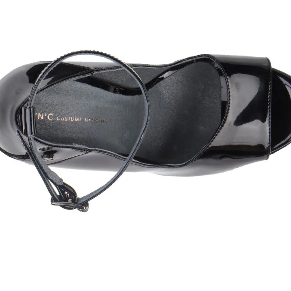 NIB Costume National‎  black patent leather sandal/ platforms.