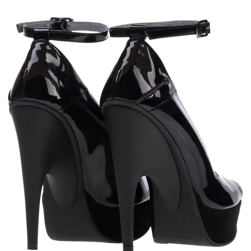 NIB Costume National‎  black patent leather sandal/ platforms.