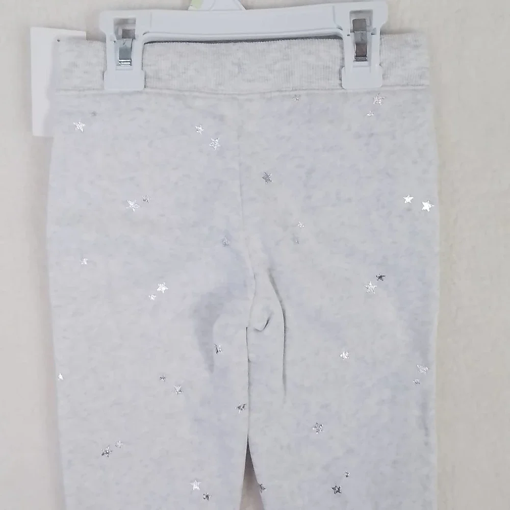 Oshkosh Fleece Lined Jogger Girls‎ Size 4 in Heather Grey w/ Silver Stars