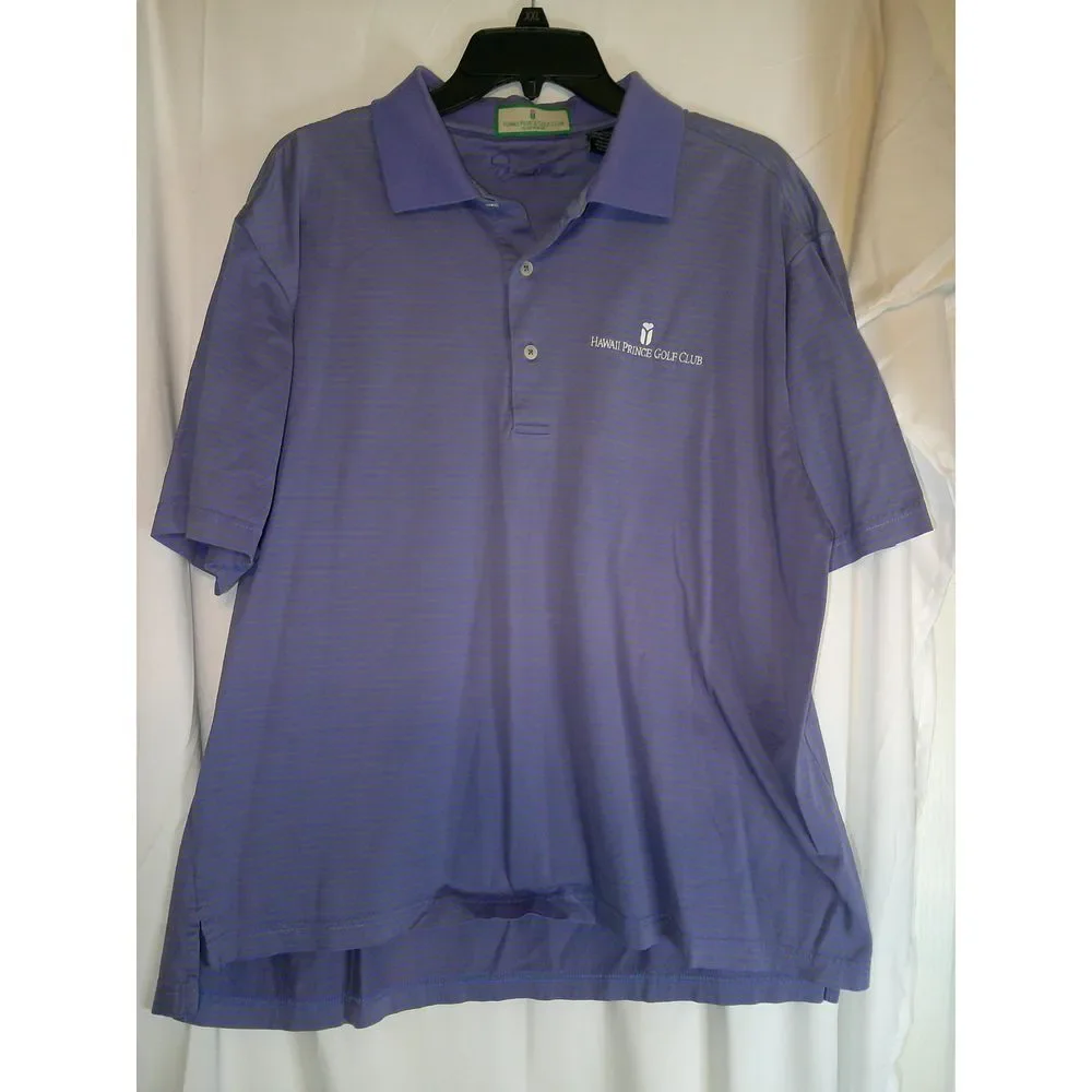 Hawaii Prince Golf Club Lavender Striped Performance Polo Shirt Athletic‎ Golf L