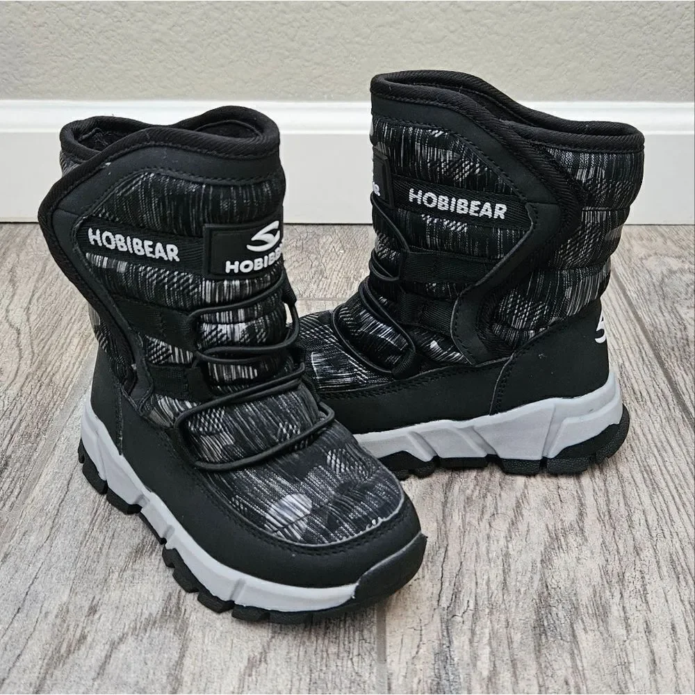 Hobibear Black and Gray Faux Fur Lined Snow Boots Size 8.5 Toddler