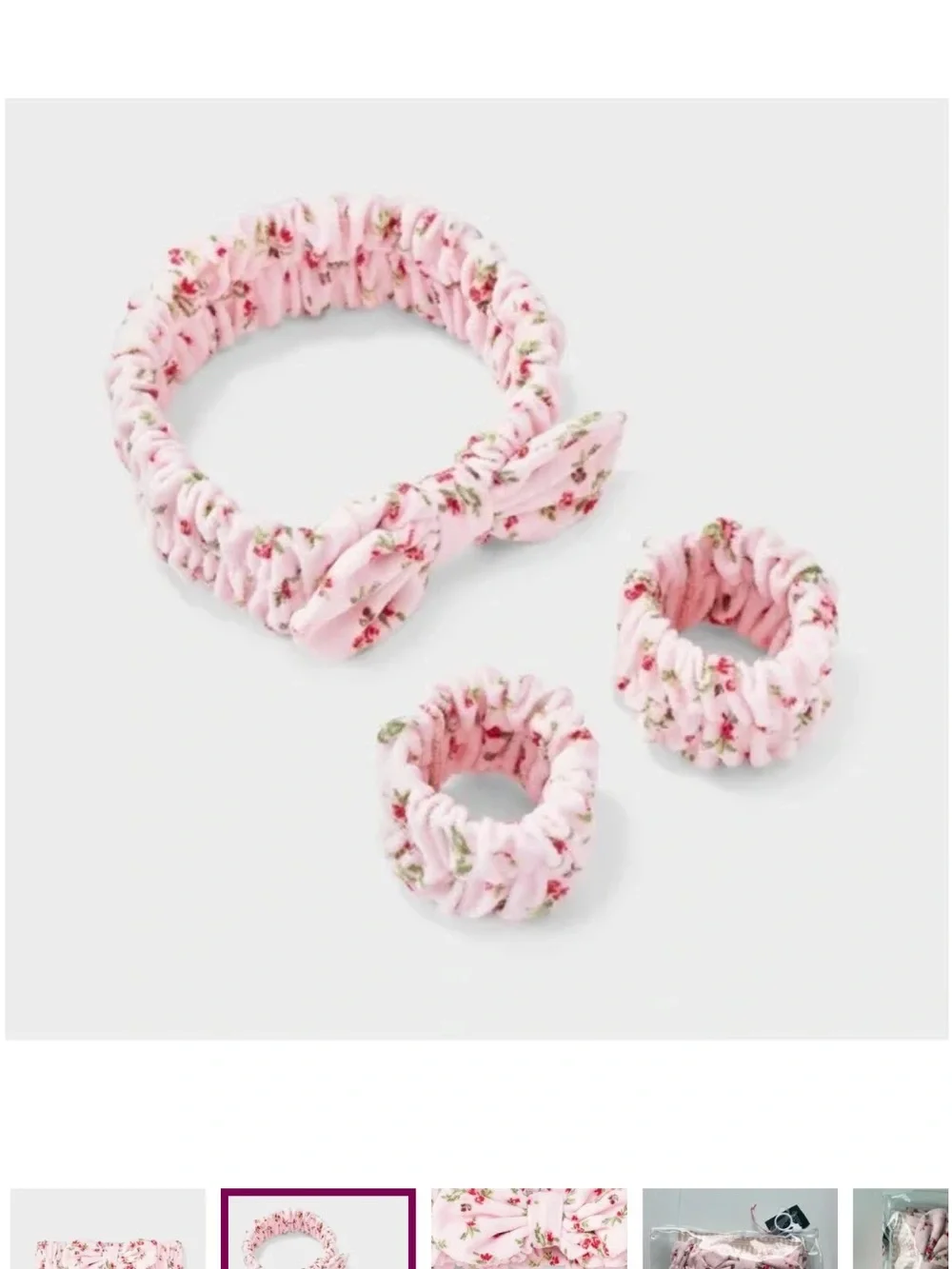 (2 Pk)Floral Pink & Green Floral Spa Head-wrap & Wristbands-The SelfCare Spa Set