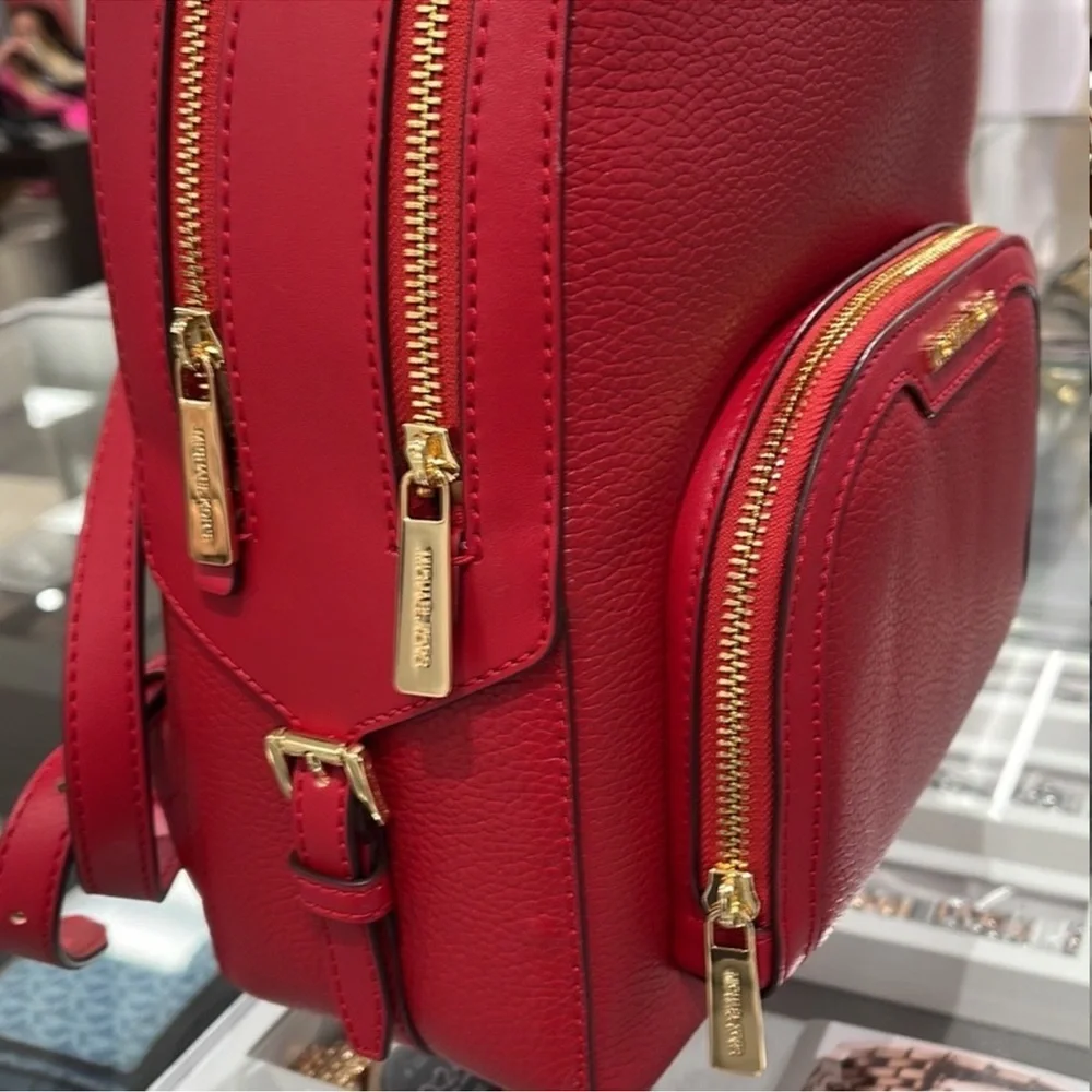 Michael Kors Jaycee Medium Pebbled Leather Backpack Chili NWT