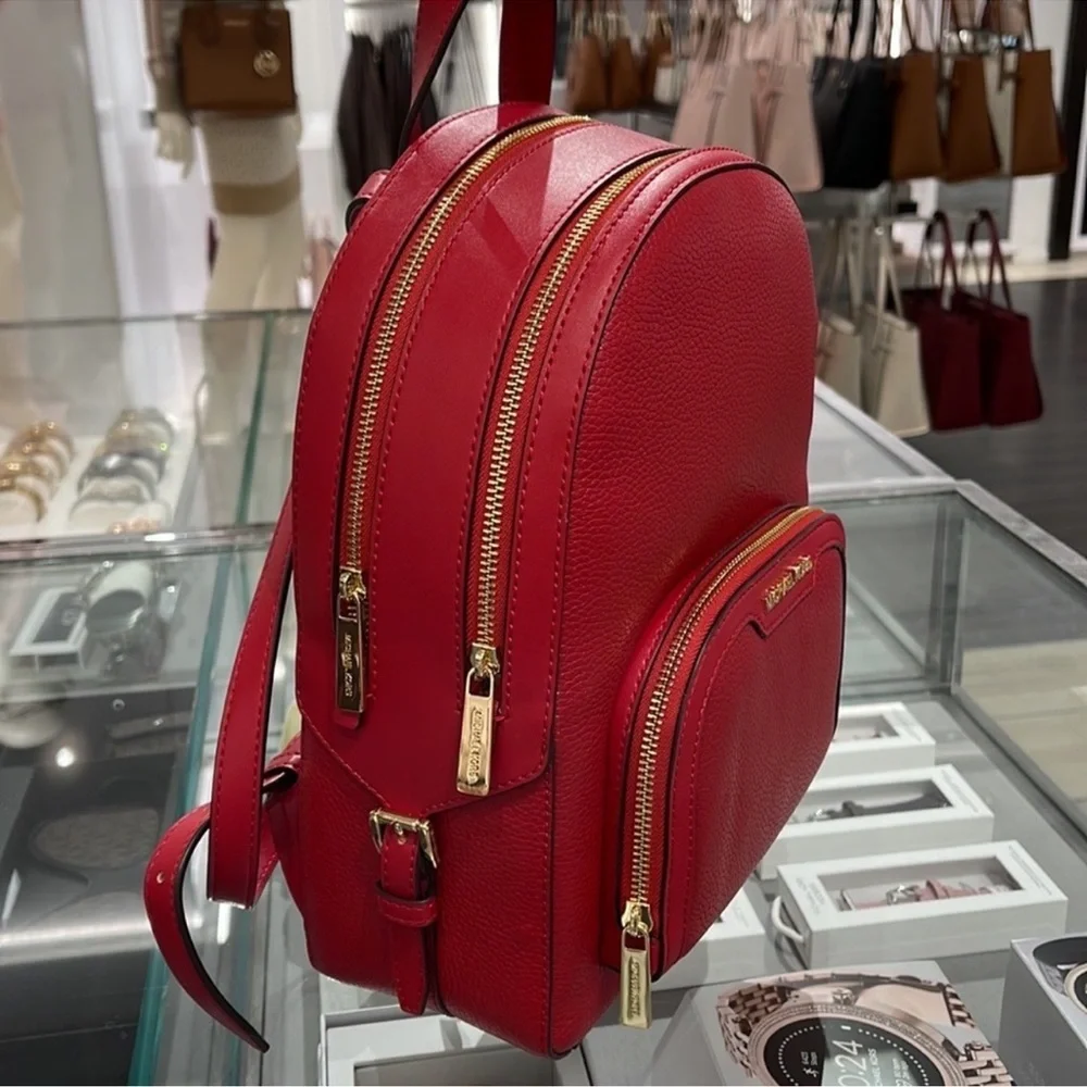 Michael Kors Jaycee Medium Pebbled Leather Backpack Chili NWT