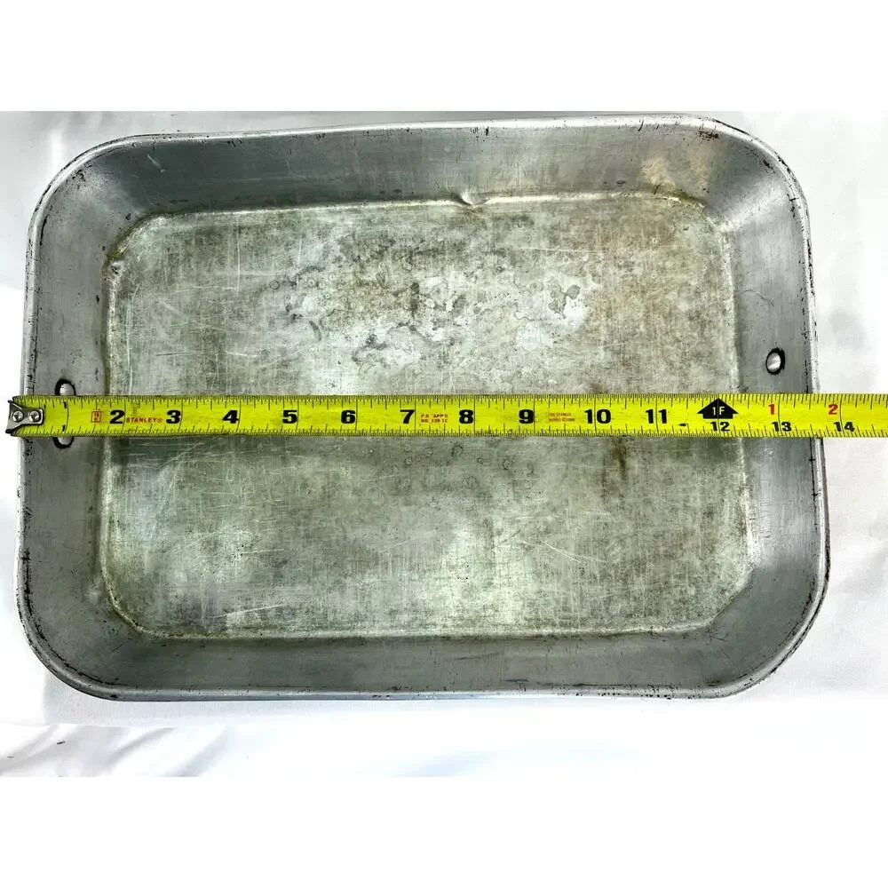 Vintage Pure Aluminum Roasting Pan Made in USA Rectangular 14x10 Bakeware