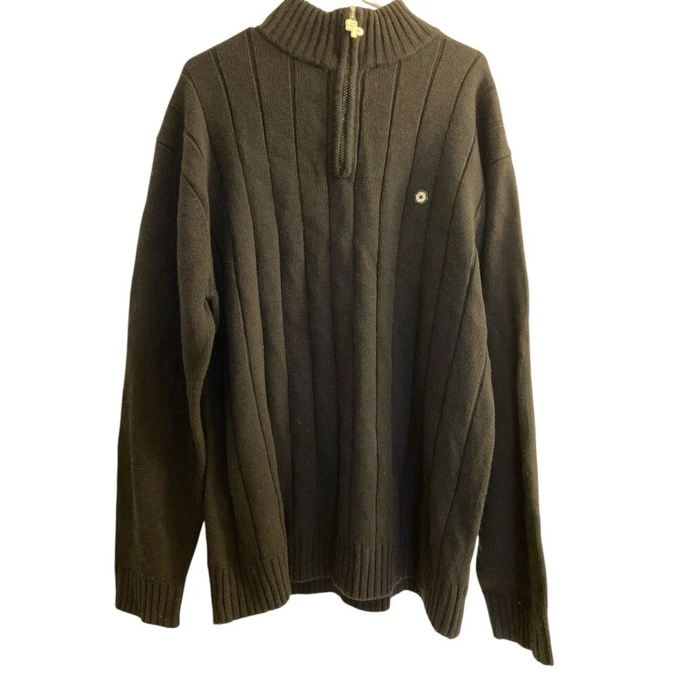 South Pole Sweater Mens‎ Sz XXL Black 1/4 Zip Pullover Ribbed Y2K Hip Hop Street