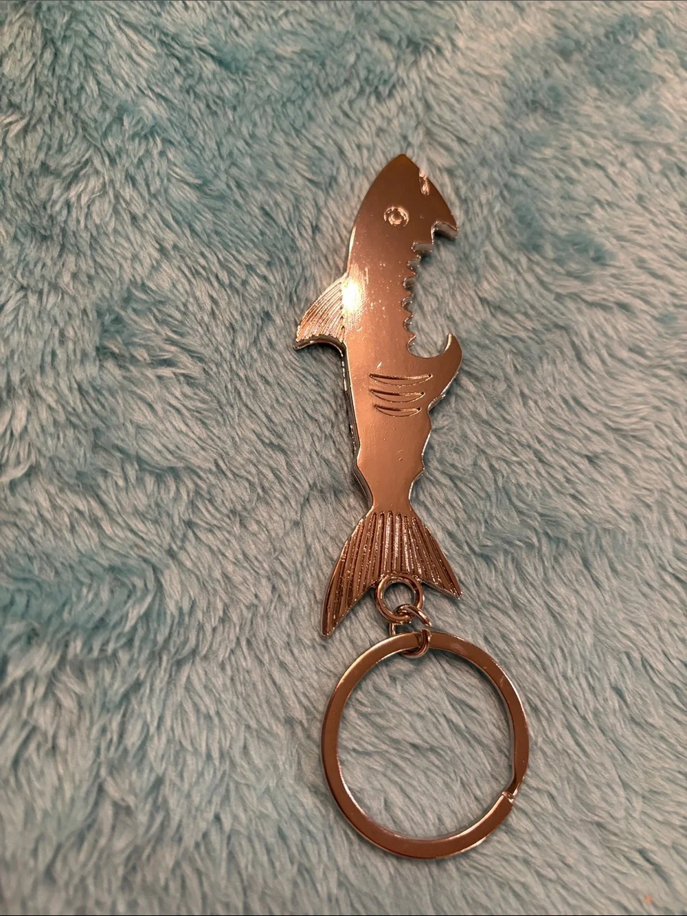 Silver Shark Bottle Opener Keychain Mens Accessory NWT Beach Summer 4.75”